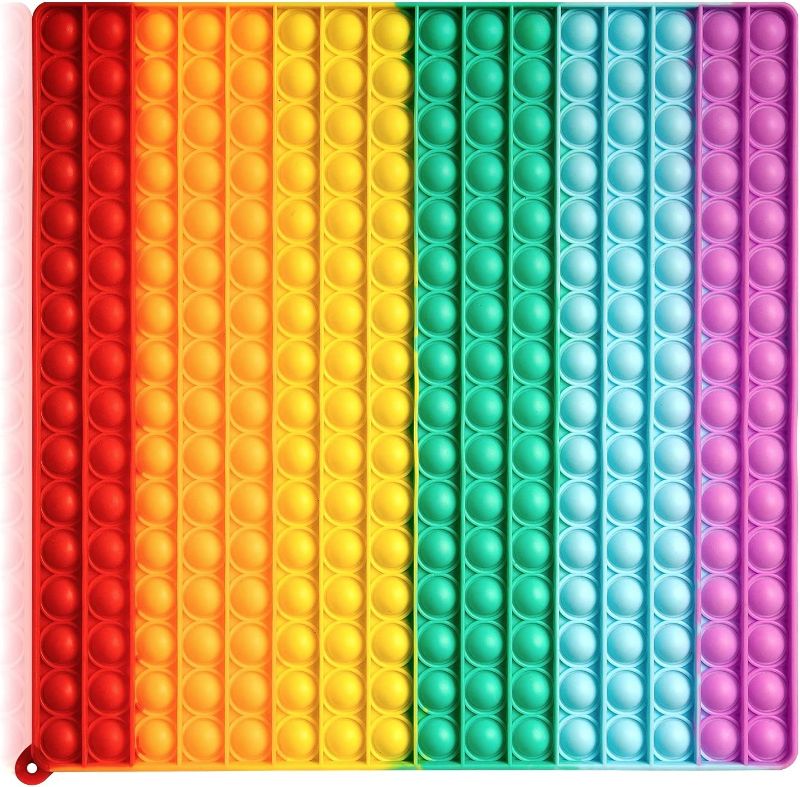 Photo 1 of Zoldag 256 Bubbles Jumbo Huge Rainbow Pop Pops Poppers it Sensory Fidget Toy, Big Giant Mega Size Square Squeeze Toys for Kids and Adults 12 Inch Large Pop…

