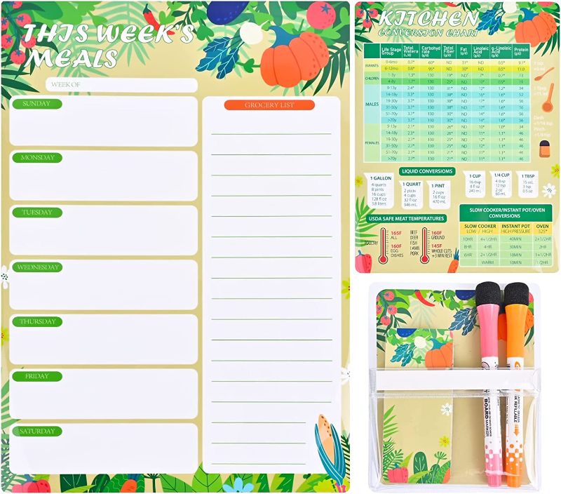 Photo 1 of Refrigerator Weekly Meal Planner Dry Erase Board,Magnetic Weekly Menu Board set for Kitchen Conversion Chart Magnet, Magnetic Meal Planner for Refrigerator, Magnetic Menu Board for Fridge
(factory sealed)