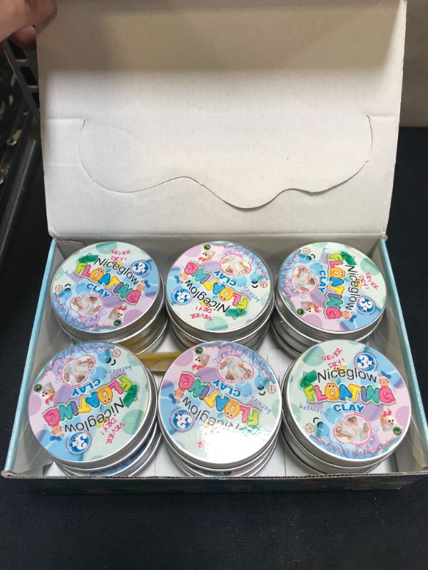 Photo 1 of    Niceglow 6 Colours Floating Clay Kit 12 Cans of Magic Sand Reusable and Unsinkable Clay.Marine Animal Model.Kids Art Crafts Gift?3-10 Years Old Or Above? Iron Box
