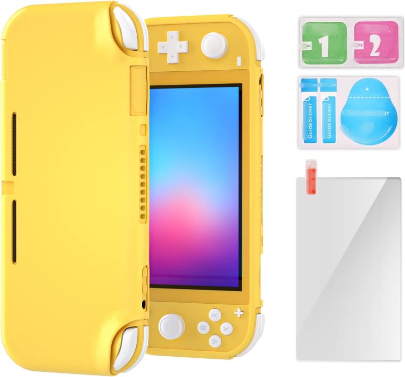 Photo 1 of ECHZOVE TPU Case Compatible with Switch Lite, Clear Protective Case Compatible with Switch Lite with Tempered Glass Screen Protector - Yellow
