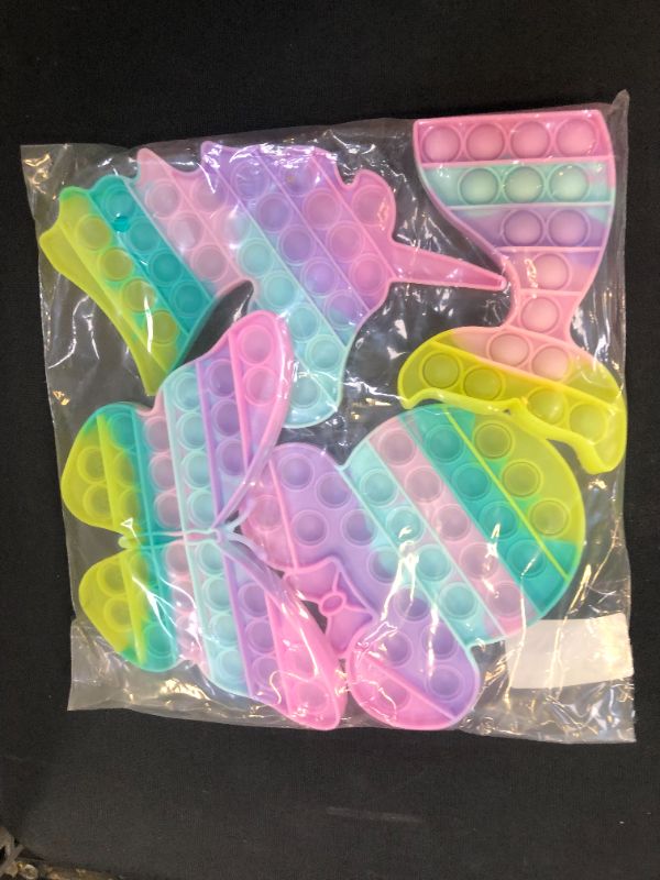 Photo 2 of Woplagyreat 4 Pack Pop Sensory Its Popper Set Kit Toy Stress Bubble Special Need Gift for Girl Kid Teen Adult Friend ADHD Unicorn Butterfly Mermaid Mouse
