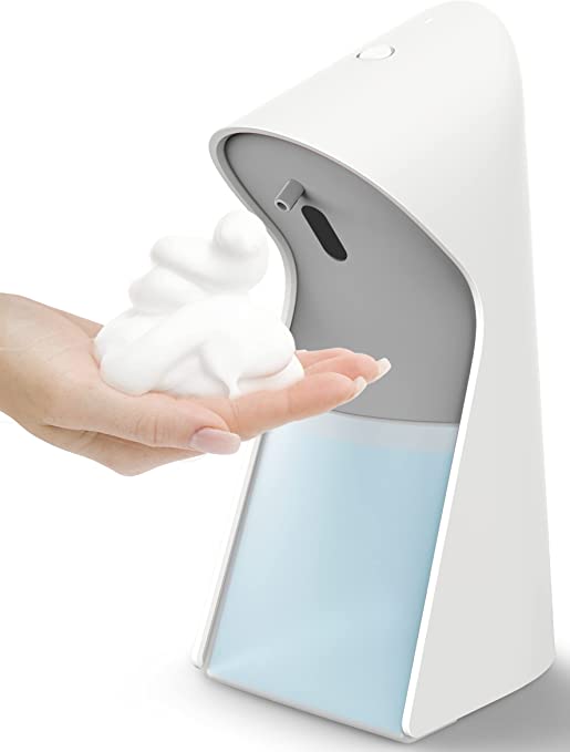 Photo 2 of Allegro 5-Level Volume Control Automatic Touchless Foaming Soap Dispenser Hands Free No Touch Infrared Motion Sensor Hand Soap Dispenser Pump for Kids Bathroom Kitchen Countertop, White 11oz
