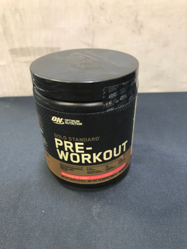 Photo 2 of  Optimum Nutrition Gold Standard Pre-Workout, Vitamin D for Immune Support, with Creatine, Beta-Alanine, and Caffeine for Energy, Keto Friendly, Watermelon Candy, 30 Servings (Packaging May Vary)( EXP: 04/2023)
