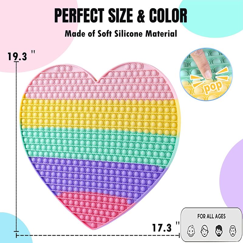 Photo 1 of 460 Bubbles Big Pop Sensory Toy for Kids, 19 Inch Jumbo Push Bubble Fidget It Gift for Boys,Giant Huge Extra Large Mega Heart Rainbow Toys, Children Adults Gifts,Figit Popping Popper Poppop Popet
