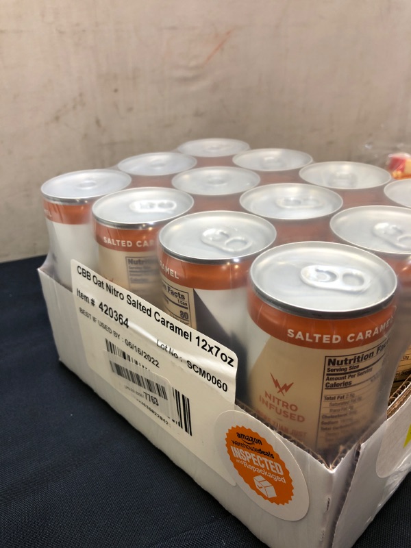 Photo 1 of Califia Farms Salted Caramel Oatmilk Nitro Draft Latte Cold Brew Cofee, 7 Fl.Oz, 12 Pack, Best if used By 06/16/2022
