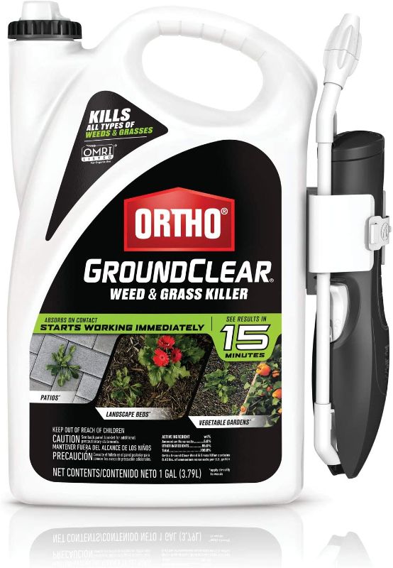 Photo 1 of Ortho GroundClear Weed & Grass Killer Ready-to-Use - Grass Weed Killer Spray, Use in Landscape Beds, Around Vegetable Gardens, on Patios & More, Broadleaf Weed Killer, See Results in 15 Minutes, 1 gal
