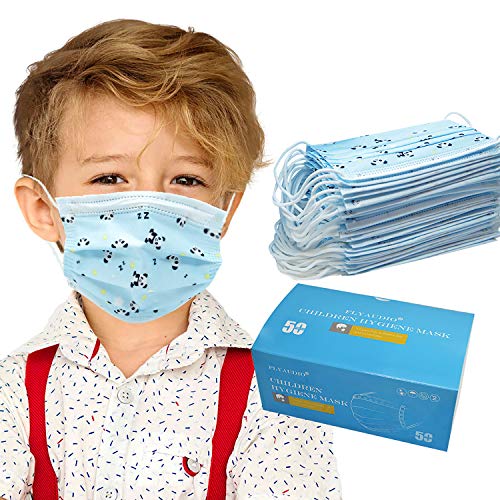 Photo 1 of  Kids Disposable Face Mask Boys - Flyaudio 50Pcs 3 ply Face Mask for Childrens with Earloops, 