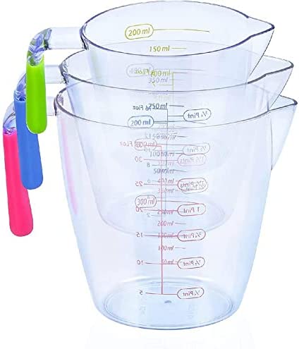 Photo 1 of 3 PCS Measuring cups OPPERD Baking Measuring Cup Set, Transparent plastic thickened household kitchen measuring cup milk transparent graduated cup ounce cup With ML and Oz Marks
