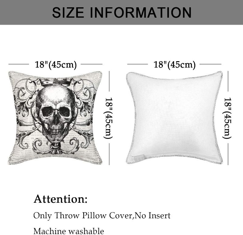 Photo 2 of Hahadidi Halloween Pillow Covers 18x18 Printed Skull Halloween Pillow Cases with Needle lace Halloween Throw Pillow Covers for Halloween Decorations
