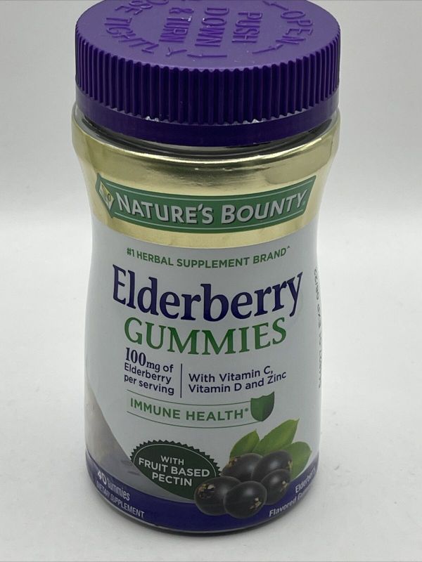 Photo 1 of 2pk Nature's Bounty Elderberry Gummies Vitamin a C D E and Zinc Exp--08-2023
