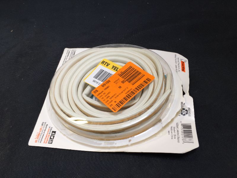 Photo 1 of 5/16 in. x 1/4 in. x 17 ft. White D-Center EPDM Medium Gap Weatherseal Tape

