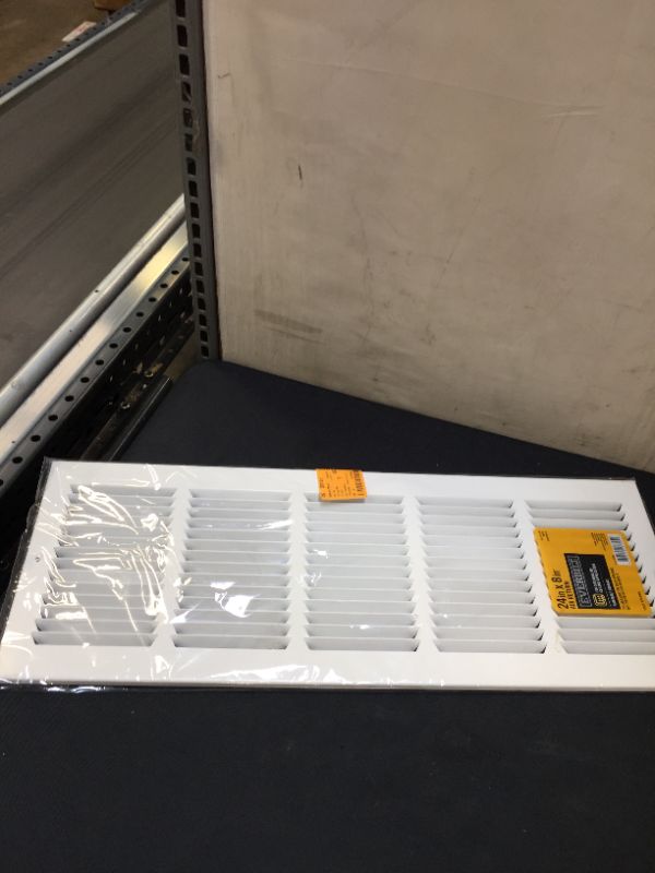 Photo 2 of 24 in. x 8 in. Steel Return Air Grille in White
