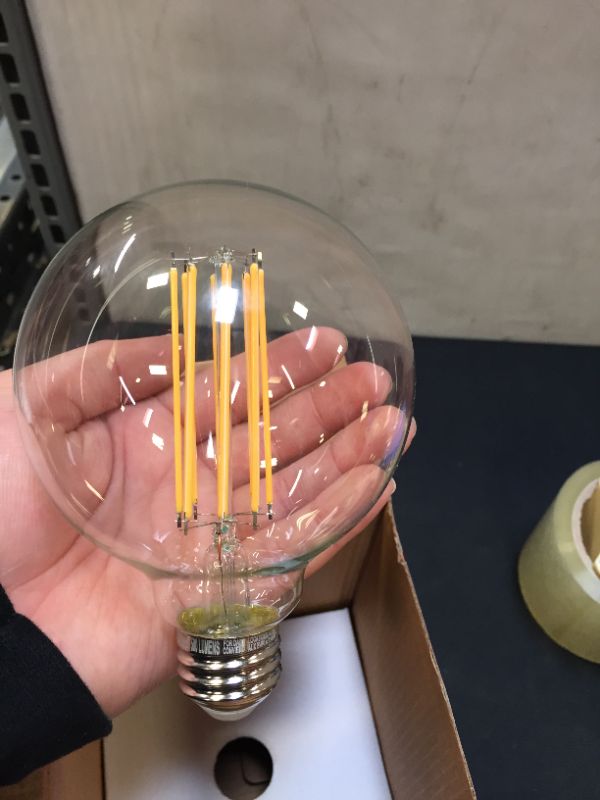 Photo 4 of 100-Watt Equivalent G40 Dimmable Straight Filament Clear Glass E26 Vintage Edison LED Light Bulb, Soft White