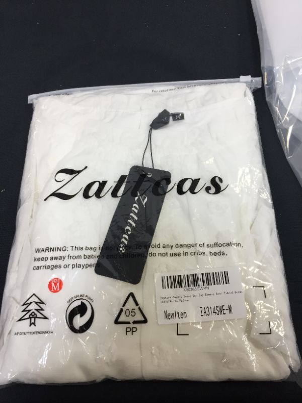 Photo 1 of Zattcas Womens Summer Casual Loose Flowy Shift Tiered Mini Dress Chiffon Swiss Dot Sun Dress SIZE MEDIUM
