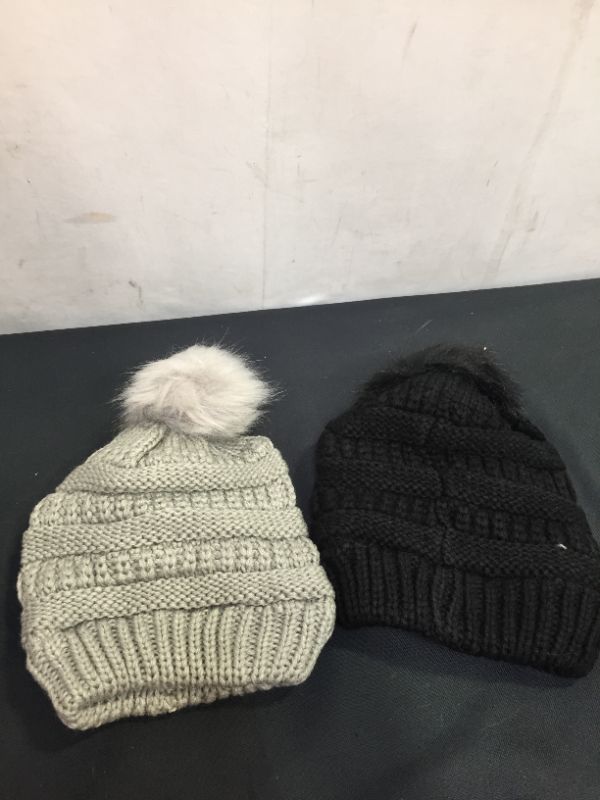 Photo 1 of 2 PACK OF BEANIES BLACK AND GREY 