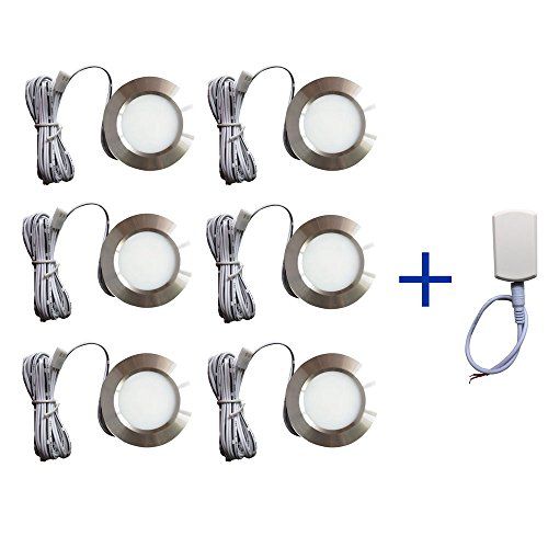 Photo 1 of 12V-LEDLIGHT SILVER 12 VOLT CLOSET/COUNTER/CABINET/BOOKSHEL LIGHTING FIXTURES - RV BOAT ANERGY-SAVING CEILING LIGHTS - LED LAMPS, 3W, BRIGHT NATURAL WHITE, PACK OF 6 WITH BLOCK