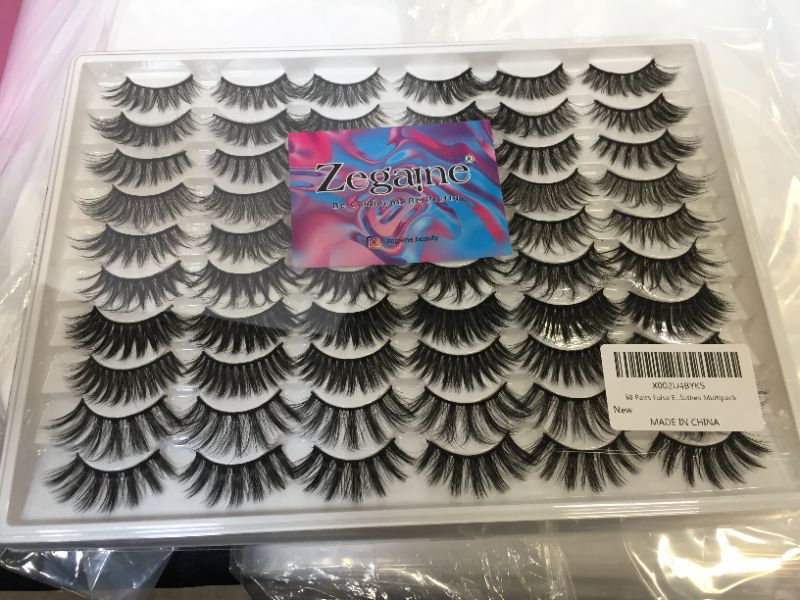 Photo 2 of 30 Pairs False Eyelashes Wholesale 10 Styles Mixed ZEGAINE Dramatic 3D Faux Mink Lashes Thick Fluffy Volume Soft Crossed Fake lashes Multipack
