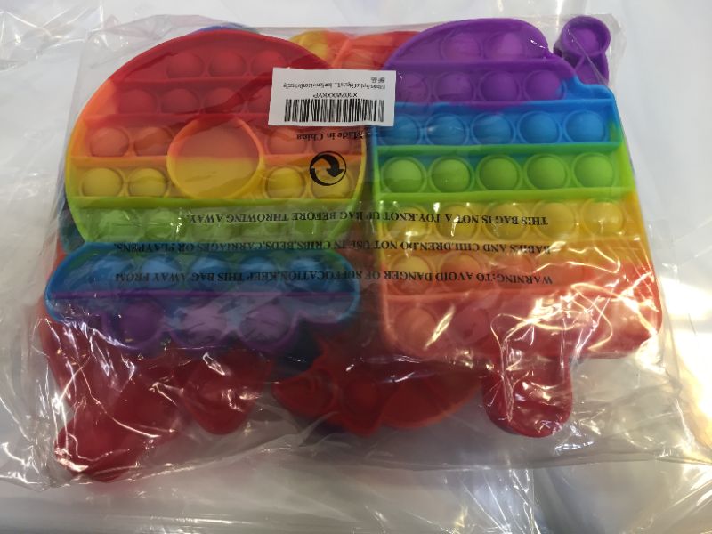 Photo 2 of 6 Packs pop fidget pops Toys for Kids boys girls?Its Poppers push it Press Bubble Sensory Stress Relief Satisfying Game Toy Package Fidgettoy Set Rainbow Horse dinosaur Butterfly ice cream octopus
