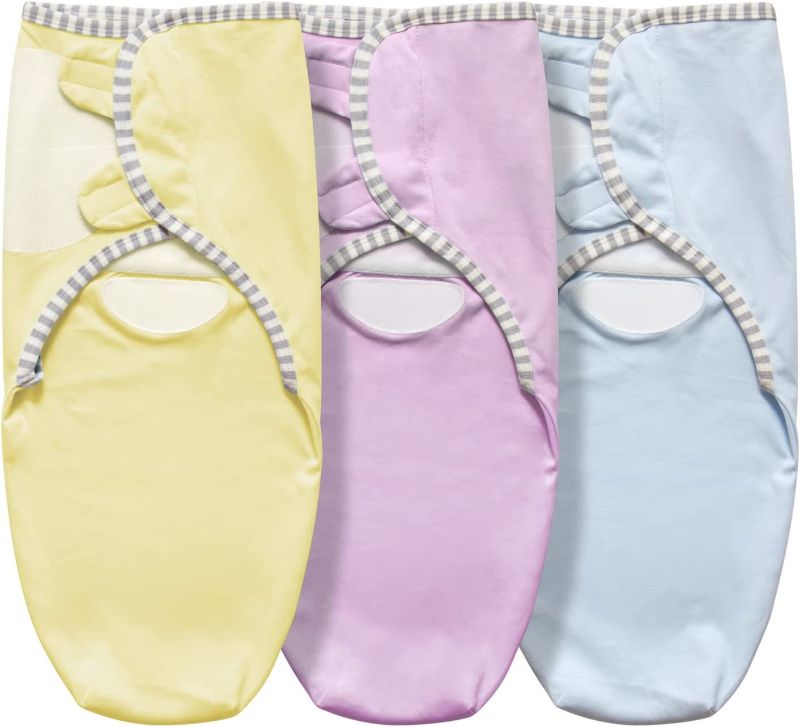 Photo 1 of Baby Swaddle Blanket for Girl Boy Easy Adjustable Infant Sleep Sacks Swaddling Wrap Blanket Sleeping Bag for Newborn 3 Pack 0-3 Months - Yellow Pink Blue
