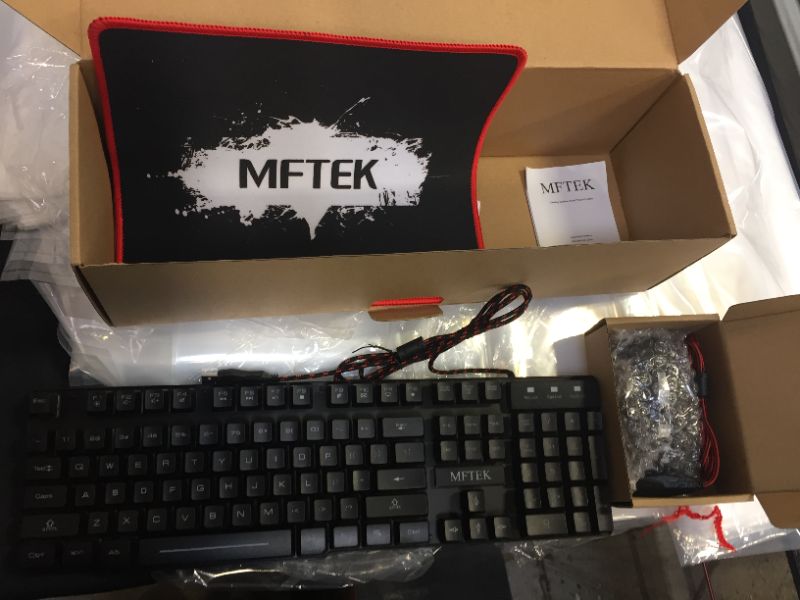 Photo 1 of MFTEK Gaming Keyboard and Mouse Combo with Large Mouse Pad, RGB Rainbow Backlit Gaming Keyboard and Illuminated Gaming Mouse, USB Wired Set for Computer PC Gamer Laptop Office Work

