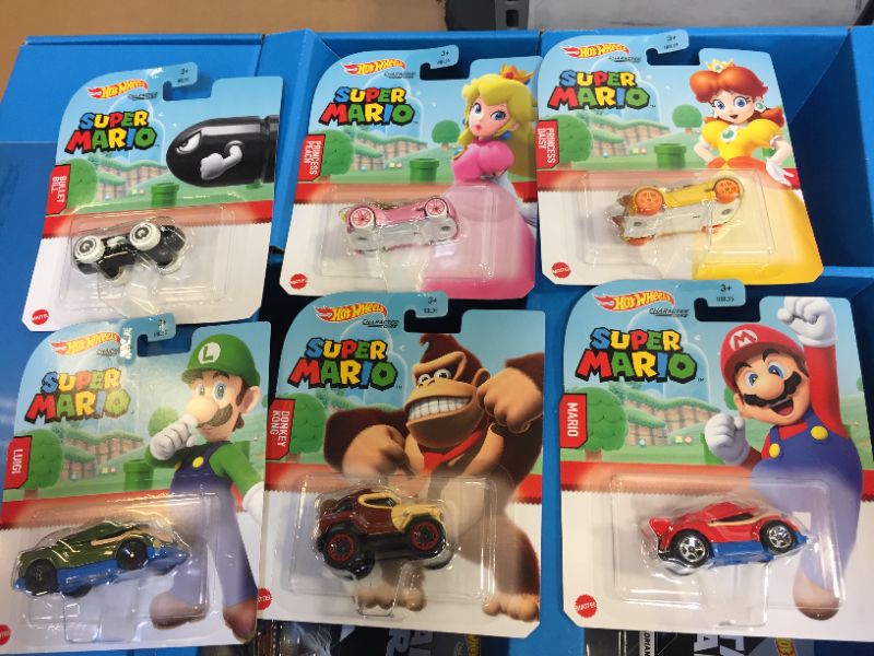 Photo 3 of HOT WHEELS CHARACTER CARS (1 DISPLAY AND 46 TOY CARS INCLUDED) ( QUATITY OF SUPER MARIO TOY CARS VARIES)