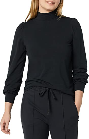 Photo 1 of Amazon Aware Women's Turtleneck Long-Sleeve Puff Top, Black, X-Large

