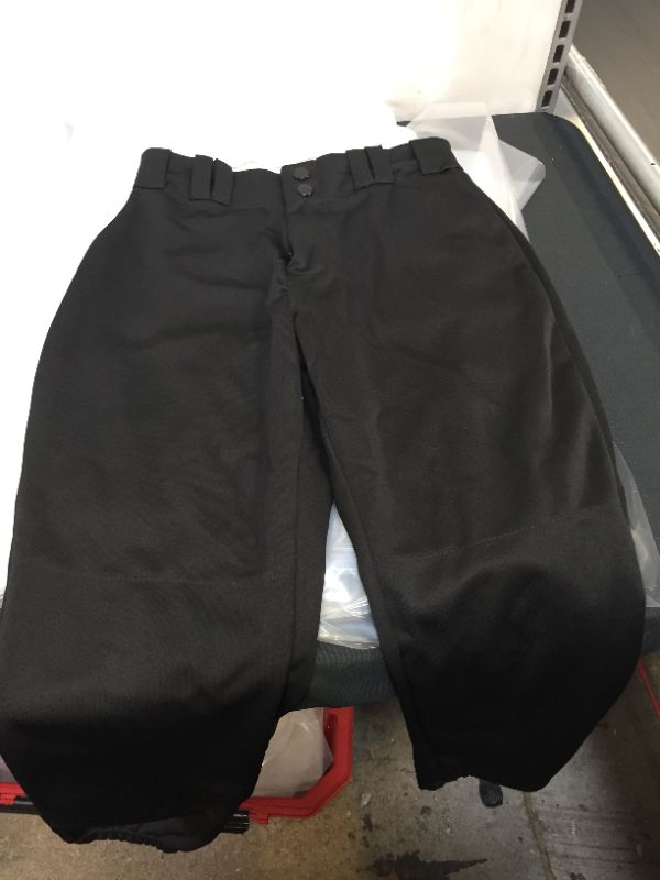 Photo 2 of Alleson Athletic Fastpitch Softball Pants for Women. Low Rise Double Knit Black Softball Pants with Belt Loop (Style 605PBW) Small
