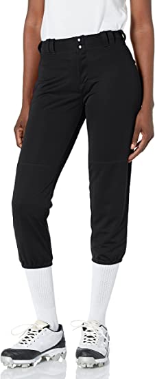 Photo 1 of Alleson Athletic Fastpitch Softball Pants for Women. Low Rise Double Knit Black Softball Pants with Belt Loop (Style 605PBW) Small
