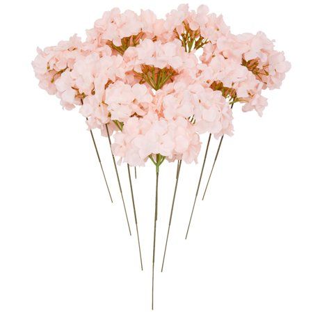 Photo 1 of 10 Pack Pink Hydrangea Artificial Flowers with Stem Fake Flower for Vase and Home Decor 6.5 in.
