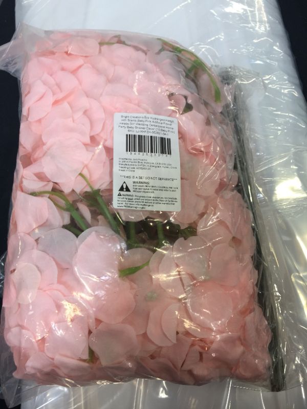 Photo 2 of 10 Pack Pink Hydrangea Artificial Flowers with Stem Fake Flower for Vase and Home Decor 6.5 in.
