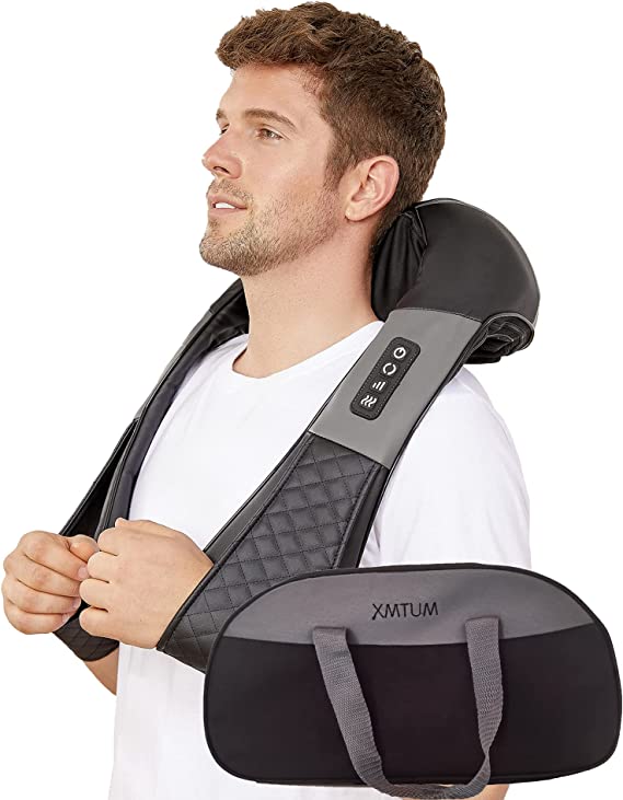 Photo 1 of Xmtum Shiatsu Neck and Back Massager with Heat, Electric Body Massager, Deep Tissue 3D Kneading Massage Pillow for Muscle Pain Relief with Carry Bag - Home, Office, Car Use
