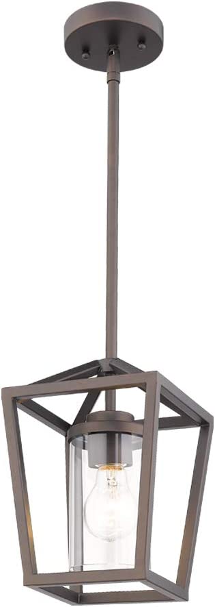 Photo 1 of Emliviar Mini Pendant Light, Cage Hanging Light, Oil Rubbed Bronze Pendant Light with Clear Glass Shade, P3033-M1L
