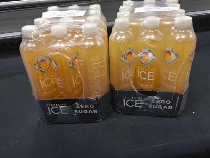 Photo 1 of 2 Sparkling Ice, Orange Mango Sparkling Water, Zero Sugar Flavored Water, with Vitamins and Antioxidants, Low Calorie Beverage, 17 fl oz Bottles (Pack of 12)  24CT BB-08/04/22
