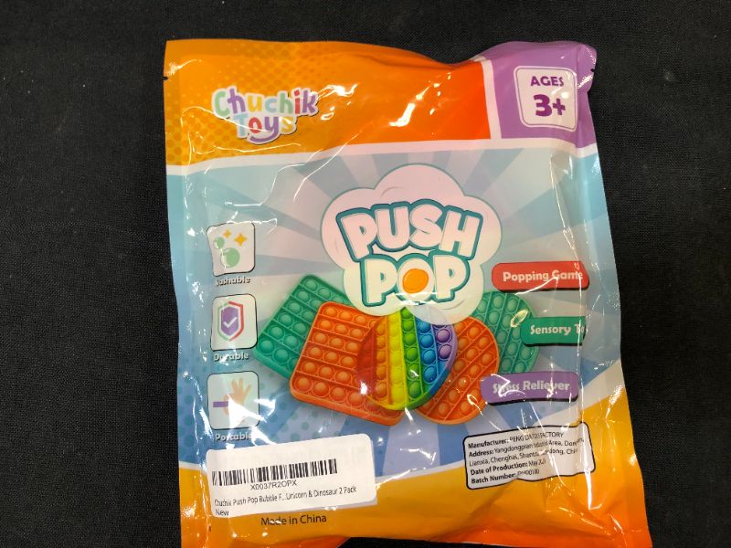 Photo 1 of Chuchik Push Pop Bubble Fidget Sensory Toy with Improved Clicking Sound–Fidget Poppers, Bubble Popping Sensory Toy – Premium BPA Free Silicone Poppet Fidget Toy Rainbow Unicorn & Dinosaur 2 Pack
