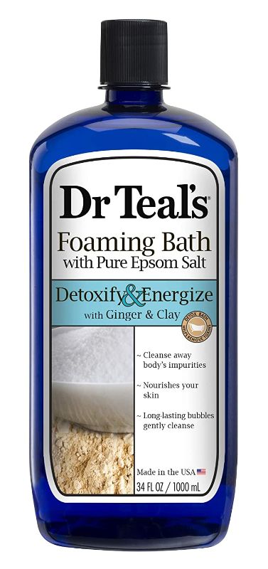 Photo 1 of 2 Dr Teal's Foaming Bath with Pure Epsom Salt, Detoxify & Energize with Ginger & Clay, 34 Ounces
