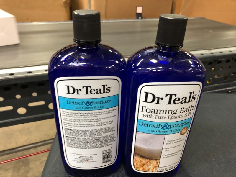 Photo 2 of 2 Dr Teal's Foaming Bath with Pure Epsom Salt, Detoxify & Energize with Ginger & Clay, 34 Ounces
