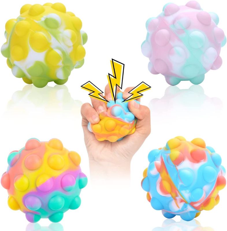 Photo 1 of 4 PCS Stress Balls Fidget Toys - 3D Pop Anti Anxiety It Ball Fidget Toy Pack - Stress Relief Squeeze Ball Fidget Toy - Educational Toy Stress Ball Sensory Fidget Toys for Kids and Adults
