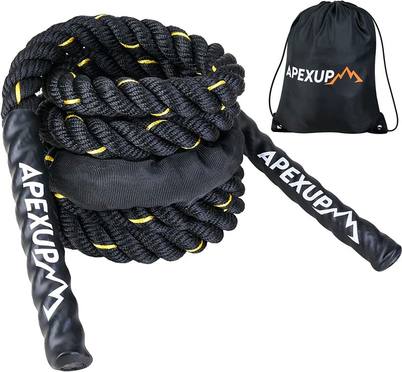 Photo 1 of APEXUP Heavy Jump Ropes for Fitness, Weighted Adult Skipping Rope Exercise Battle Ropes with Storage Bag for Total Body Workouts and Power Training
