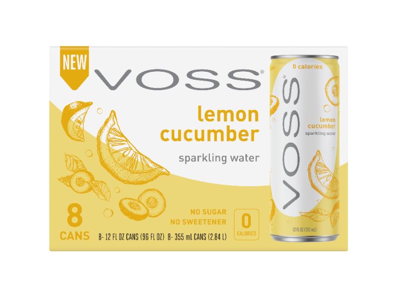 Photo 1 of 3 cases VOSS Lemon Cucumber Sparkling Water, 12 fl oz, 8 Pack BEST BY 11/15/22 **MISSING 1 CAN, 1 CASE CRUSHED** 