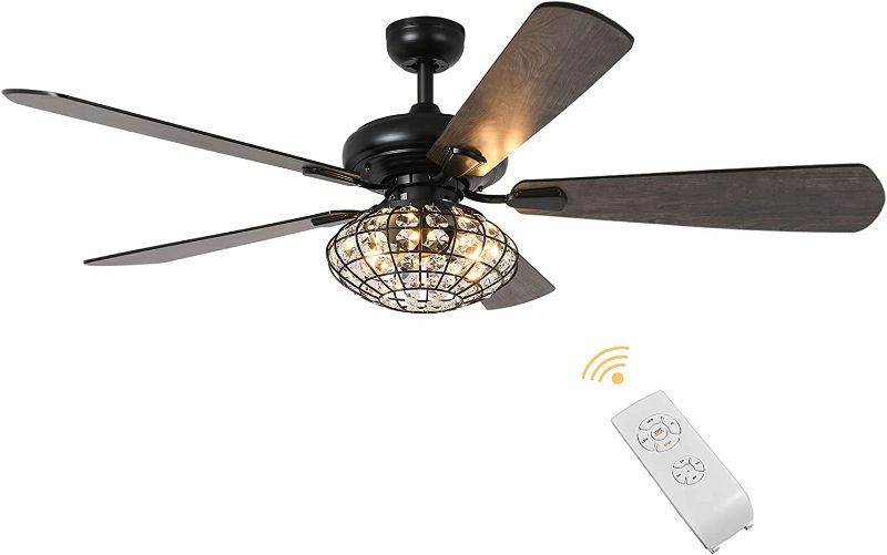 Photo 1 of 48" Reversible Ceiling Fan with Light Low Profile Ceiling Fan Chandelier Light Fixtures LED Reversible Fan Light Indoor Fan with Remote and Lights Fan Blades Light Kits **LOOSE HARDWARE< MAY BE MISSING PIECES** 
