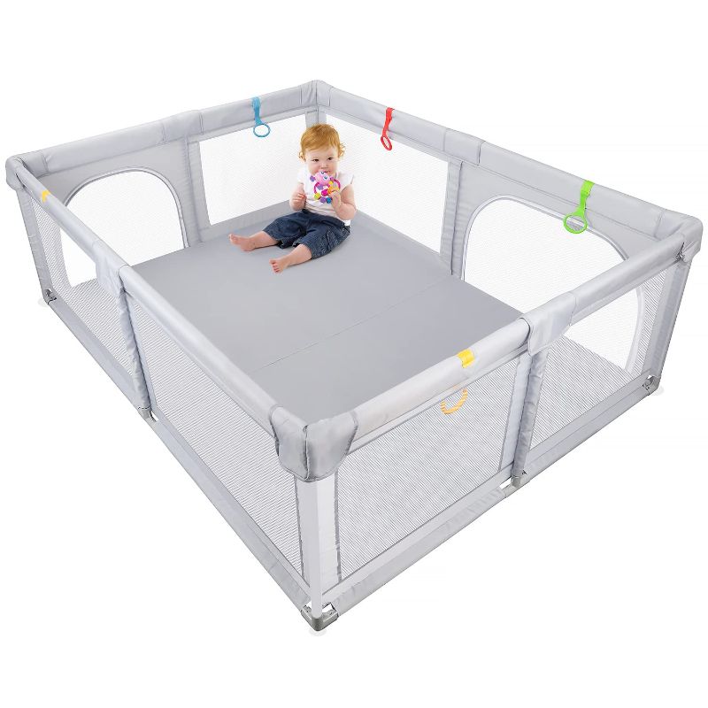 Photo 1 of Baby Playpen Portable Kids Safety Play Center Yard Home Indoor Fence Anti-Fall Play Pen, Playpens for Babies, Extra Large Playard, Anti-Fall Playpen(Grey) BRAND NEW 
