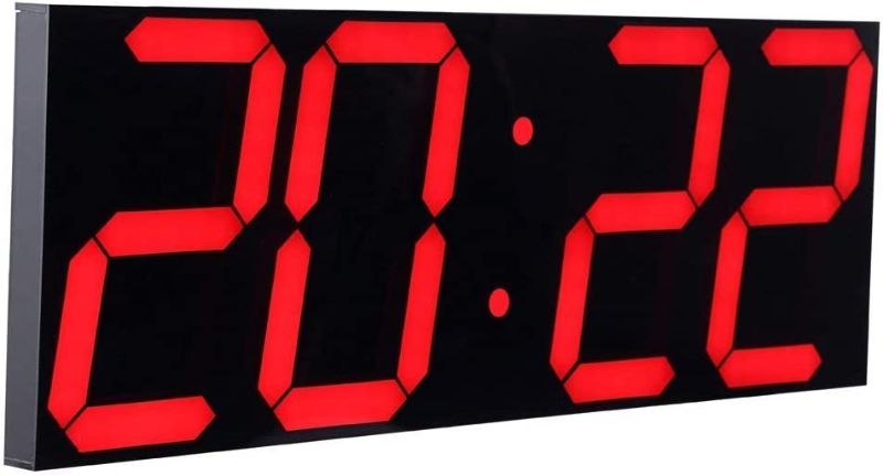 Photo 1 of CHKOSDA Digital LED Wall Clock, Oversize Wall Clock with 6” Numbers, Remote Control Count up/Countdown Timer Clock, Auto Dimmer, Big Calendar and Thermometer(Red)
