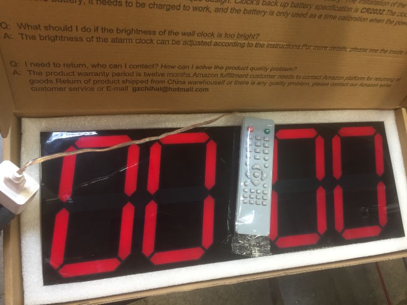 Photo 4 of CHKOSDA Digital LED Wall Clock, Oversize Wall Clock with 6” Numbers, Remote Control Count up/Countdown Timer Clock, Auto Dimmer, Big Calendar and Thermometer(Red)

