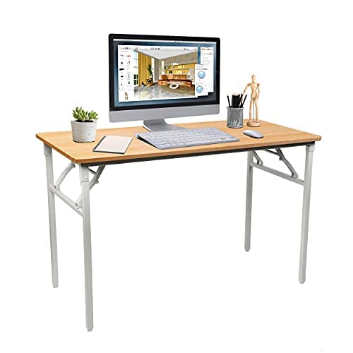 Photo 1 of Barcode for Halter Folding Computer Table, 47 Inches, Teak Desk with White Frame
