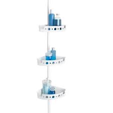 Photo 1 of 3-Tier Tension Corner Pole Shower Caddy in White
