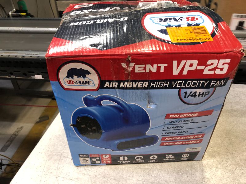 Photo 6 of 1/4 HP Air Mover Blower Fan for Water Damage Restoration Carpet Dryer Floor Home and Plumbing Use in Blue

