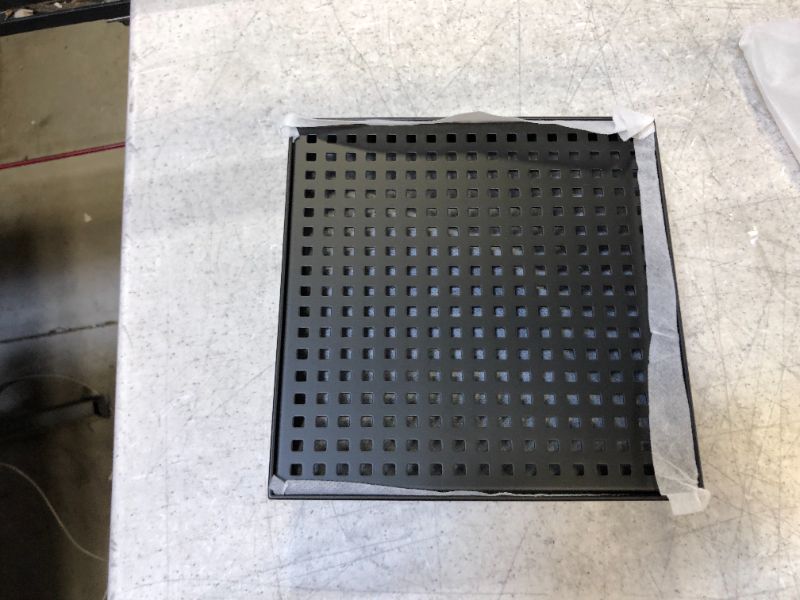 Photo 2 of 8 in. x 8 in. Matte Black Shower Drain with Square Pattern Drain Cover
