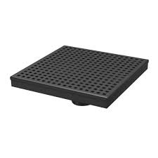 Photo 1 of 8 in. x 8 in. Matte Black Shower Drain with Square Pattern Drain Cover
