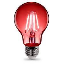 Photo 1 of 25-Watt Equivalent A19 Medium E26 Base Dimmable Filament LED Light Bulb Red Colored Clear Glass (1-Bulb) 2 pack 
