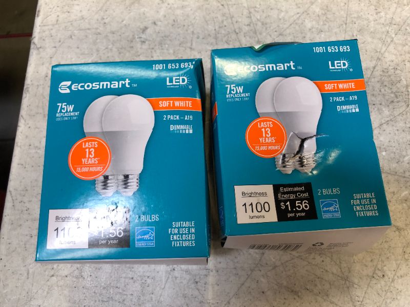 Photo 3 of 75-Watt Equivalent A19 Dimmable Energy Star LED Light Bulb Soft White (2-Pack) 2 pack 
